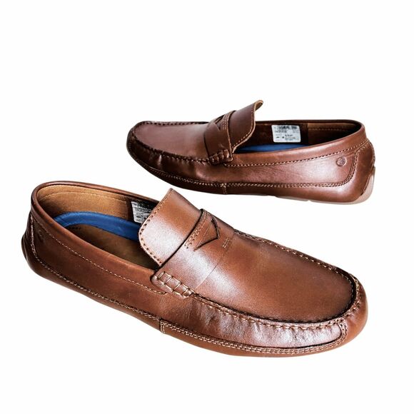 Clarks Collection Mens Shoes Size 11 Brown Leather Driving Loafers NICE Current - Picture 2 of 10